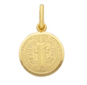 Medaglia San Benedetto in oro giallo 15 mm