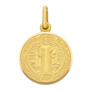 Medaglia San Benedetto in oro giallo 17 mm