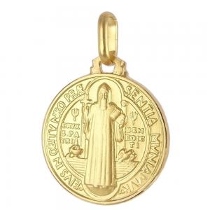 Medaglia San Benedetto in oro giallo 18 mm