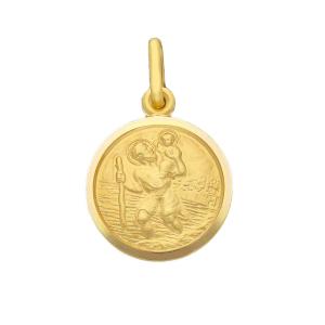 Medaglia San Cristoforo in oro giallo 11 mm