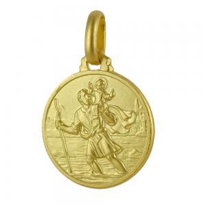 Medaglia San Cristoforo in oro giallo 16 mm