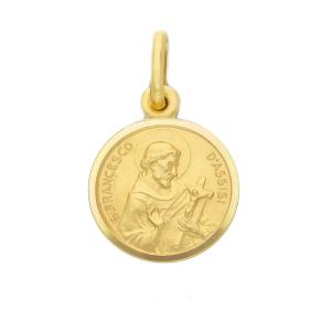 Medaglia San Francesco d'Assisi in oro giallo 13 mm