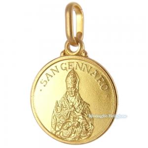 Medaglia San Gennaro in oro giallo 18 kt 14 mm