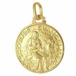 Medaglia San Giovanni Evangelista in oro giallo 14 mm