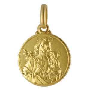 Medaglia San Giuseppe in oro giallo 18 kt 18 mm