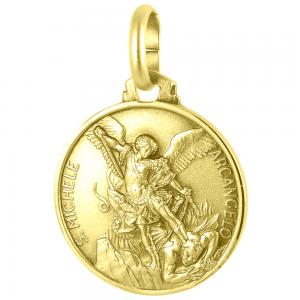 Medaglia San Michele Arcangelo in oro giallo 18 kt 16 mm