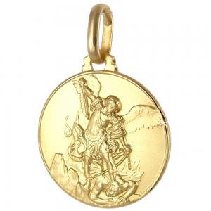 Medaglia San Michele Arcangelo in oro giallo 18 kt 21 mm