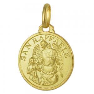 Medaglia San Raffaele 16 mm in oro giallo