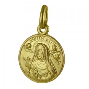 Medaglia Santa Rita in oro giallo 12 mm