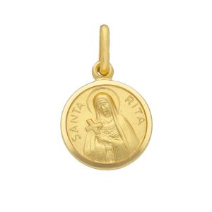 Medaglia Santa Rita in oro giallo 13 mm