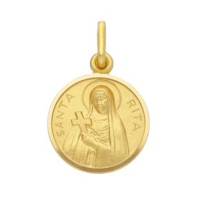 Medaglia Santa Rita in oro giallo 15 mm