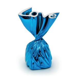 Oggettistica Scultura a forma di cioccolatino con carta azzurra H. 12 cm 