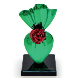 Oggettistica Scultura a forma di cuore con carta regalo verde e fiocco rosso H. 12 cm  - gallery