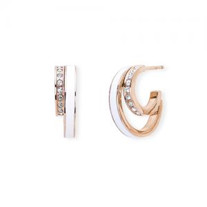 orecchini 2jewels in acciaio PVD rose con smalto bianco e cristalli 261323 - gallery