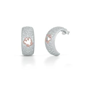 Orecchini a cerchietto in argento con Zirconi e angelo rosato GIA 808