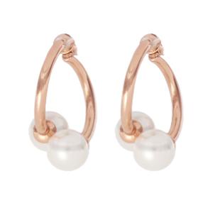 Orecchini a cerchio Contrarie in argento rosa con perle Moon Girl Cuori Milano