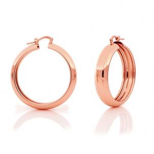 Orecchini a cerchio grande Unoaerre in bronzo rose - gallery