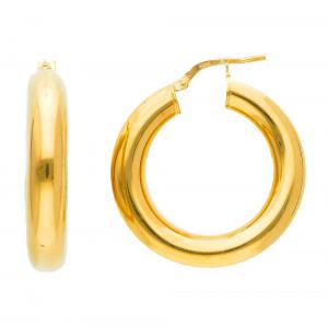 Orecchini a cerchio in argento dorato medi 32 mm orecchini campanella bombata