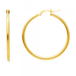 Orecchini a cerchio in argento dorato medi 34 mm orecchini campanella sottile - gallery