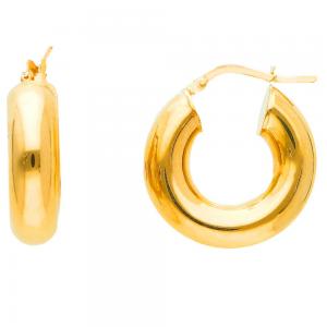 Orecchini a cerchio in argento dorato piccoli 22 mm orecchini campanella bombata - gallery