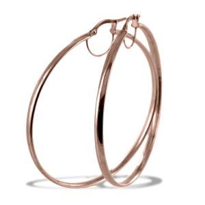 Orecchini a cerchio in oro rosa - campanella grande 53 mm