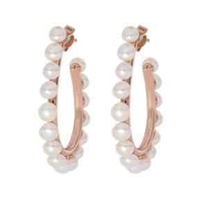 Orecchini a cerchio Ovali in argento rosa con perle Moon Girl Cuori Milano