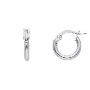 Orecchini a cerchio sottile in oro bianco 11 mm - campanella piccola