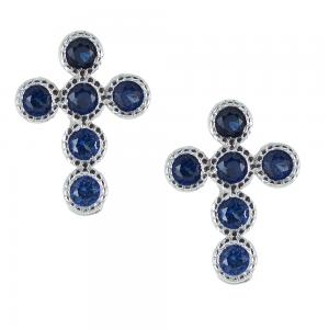 Orecchini a croce Agios gioielli Iesus in argento e zirconi blu