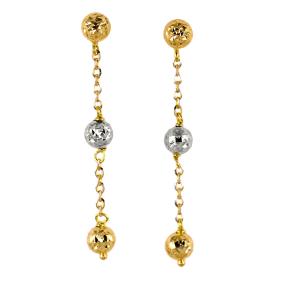 Orecchini a pendente con sfere sfaccettate oro giallo e bianco - gallery