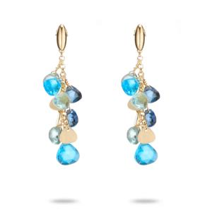 Orecchini a pendente Dvccio in argento dorato 24 kt e cristalli naturali 