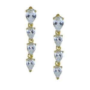 Orecchini a pendente in Argento giallo con zirconi a goccia 