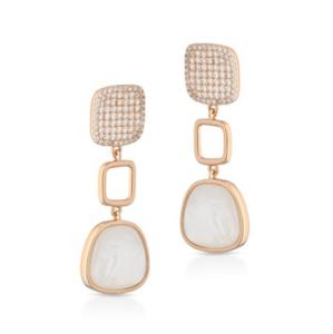 Orecchini a pendente in Argento rosato e Madreperla Australiana con zirconi - gallery