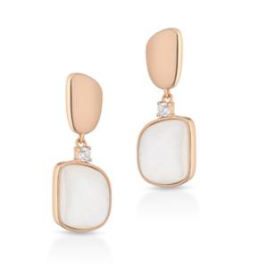 Orecchini a pendente in Argento rosato e Madreperla Australiana e zircone - gallery