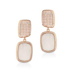 Orecchini a pendente in Argento rosato e Madreperla Australiana e zirconi  - gallery