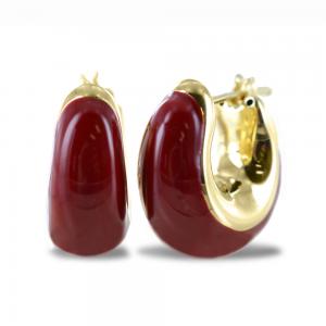 Orecchini campanella in oro e smalto rosso lucido - gallery