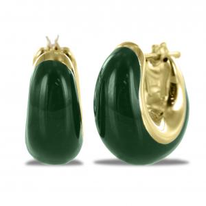 Orecchini campanella in oro e smalto verde lucido
