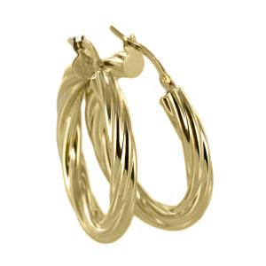 Eleganti Orecchini A Cerchio Oro Giallo 9kt (375) Sfaccettati, Misura 1.7x1.5cm, Vuoti