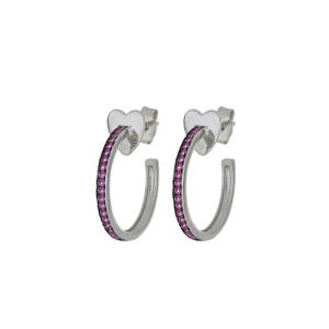 Orecchini cerchietto Cheers collezione Palazzo Reale Cuori Milano zirconi Fucsia 