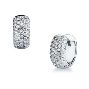 Orecchini cerchio Campanella piccola in oro e diamanti ct 0.48