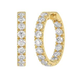 Orecchini cerchio piccoli con diamanti Lab Grown in oro giallo 14 kt - gallery