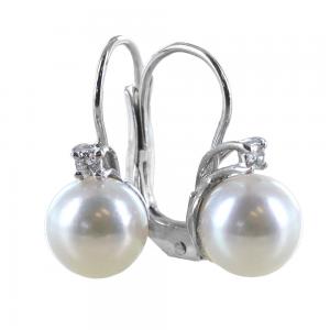 Orecchini con perle Akoya e diamante - perle di diametro 7.50 mm - gallery