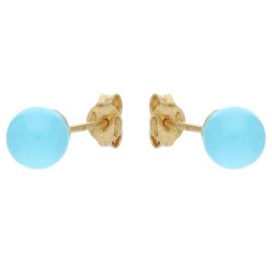 Orecchini con turchese a sfera grande in oro giallo - gallery