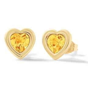 Orecchini da bambina Nanan a forma di cuore in argento giallo e zirconi NAN0503