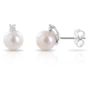 Orecchini di Perle Akoya 7.5 - 8.00 mm e Diamanti