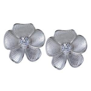 Orecchini in argento a forma di Fiore grande con zirconi 