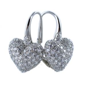 Orecchini in argento a monachella con cuore di zirconi  - gallery