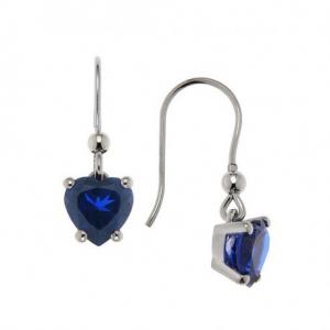 Orecchini in argento Cuore Blu zircone a pendente - gallery