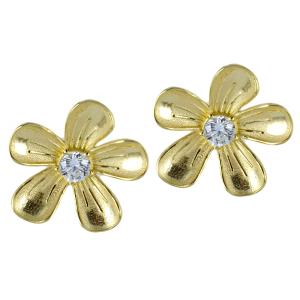Orecchini in argento dorato a forma di Fiore grande con zirconi 