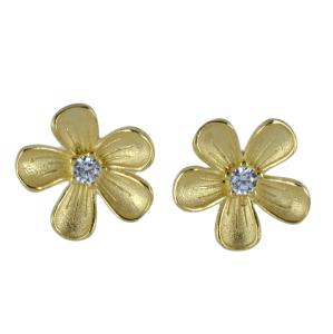 Orecchini in argento dorato a forma di Fiore piccolo con zirconi 