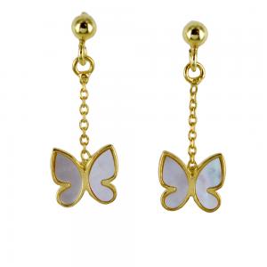Orecchini in argento dorato con pendete farfalla in madreperla